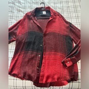 Zara super soft long red black‎ flannel shirt hobo
